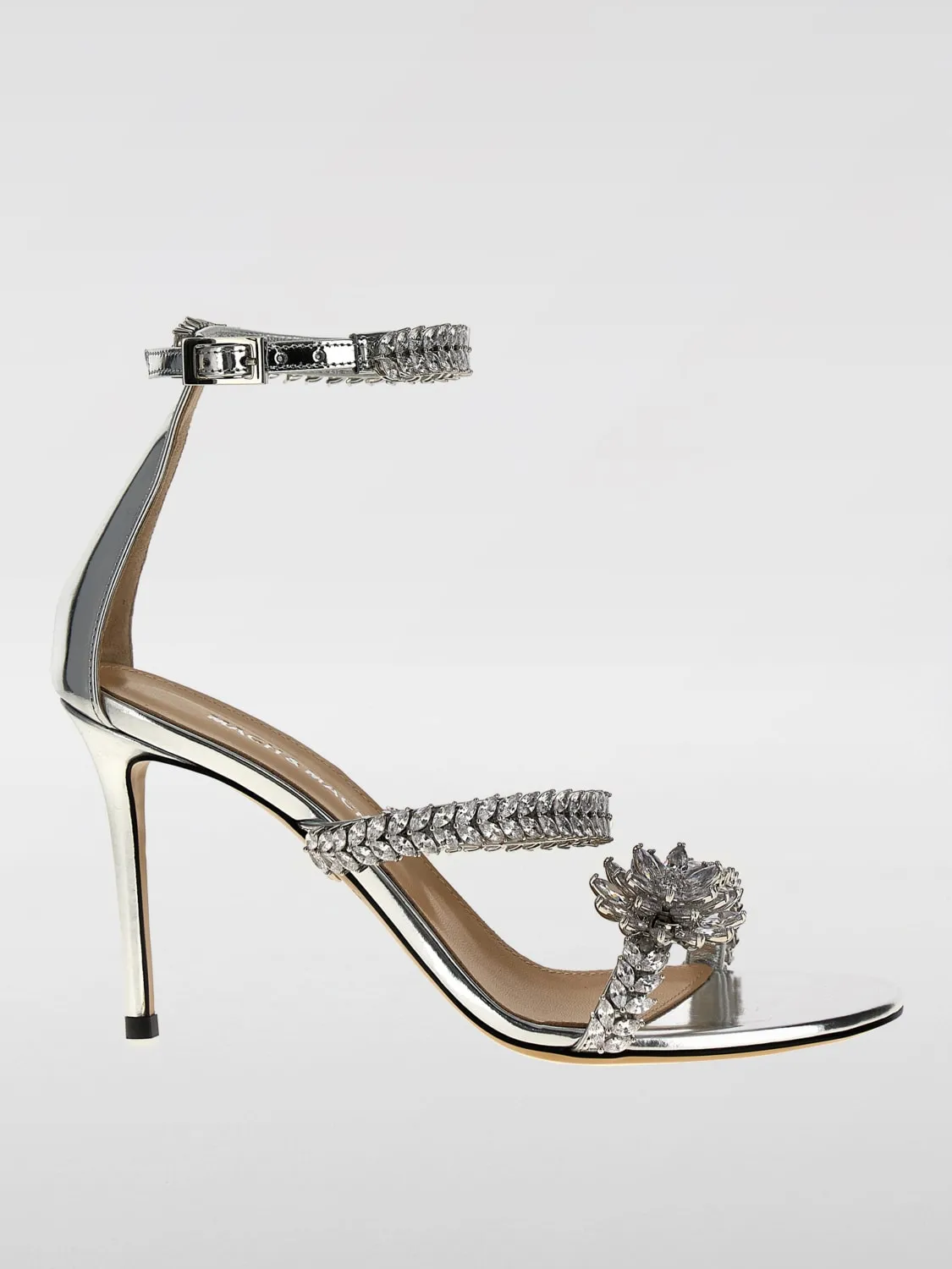 Sandalo Mach&Mach in vernice laminata con fettucce gioiello