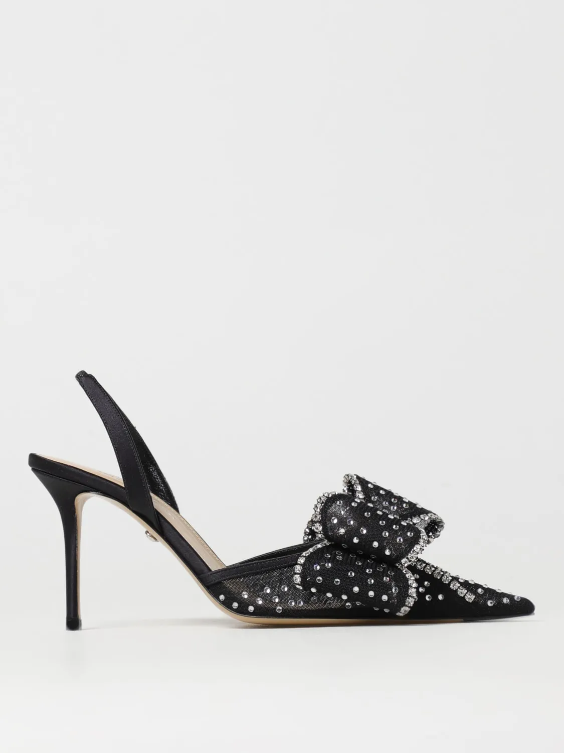 Slingback Le Cadeau Mach&Mach in nylon a rete con strass e fiocco