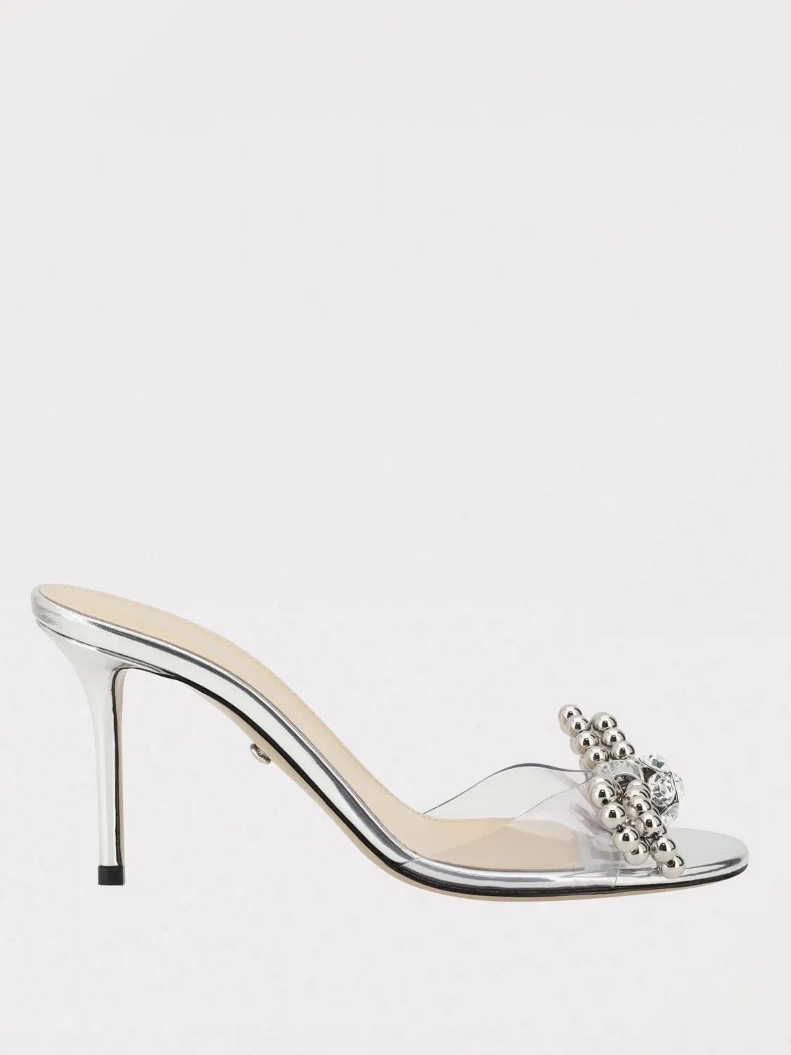 Mules Stud Bow Mach&Mach in pelle laminata e pvc