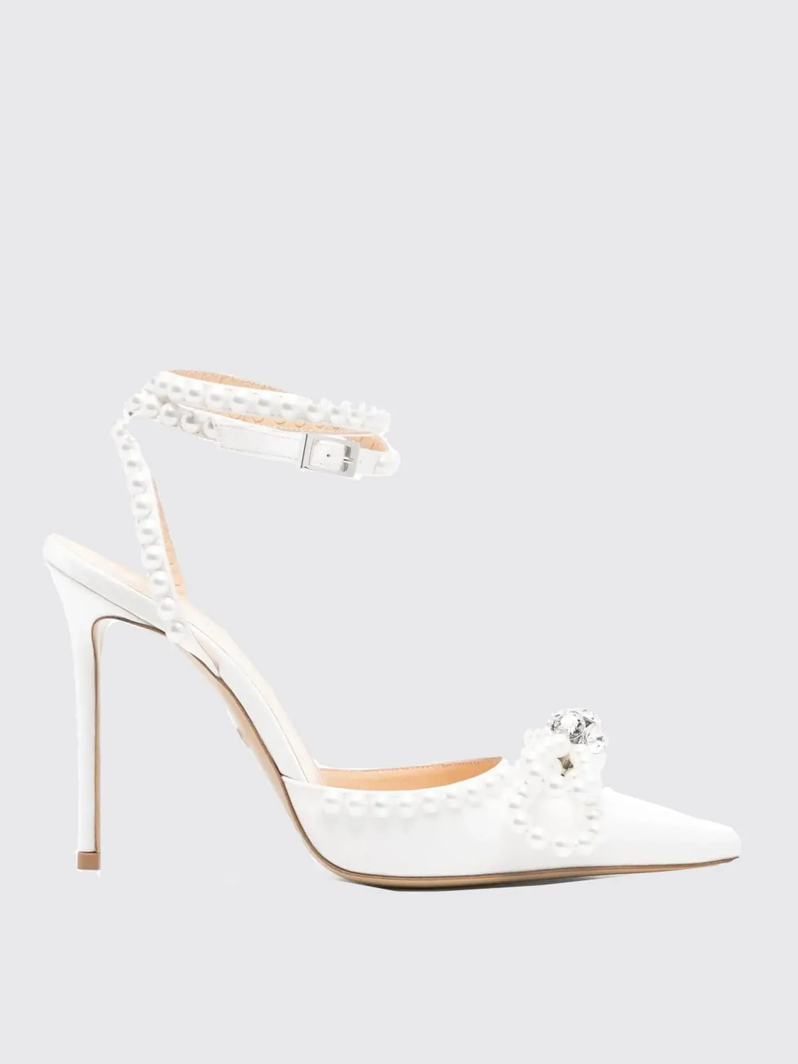 Pump Mach&Mach in raso con perle sintetiche