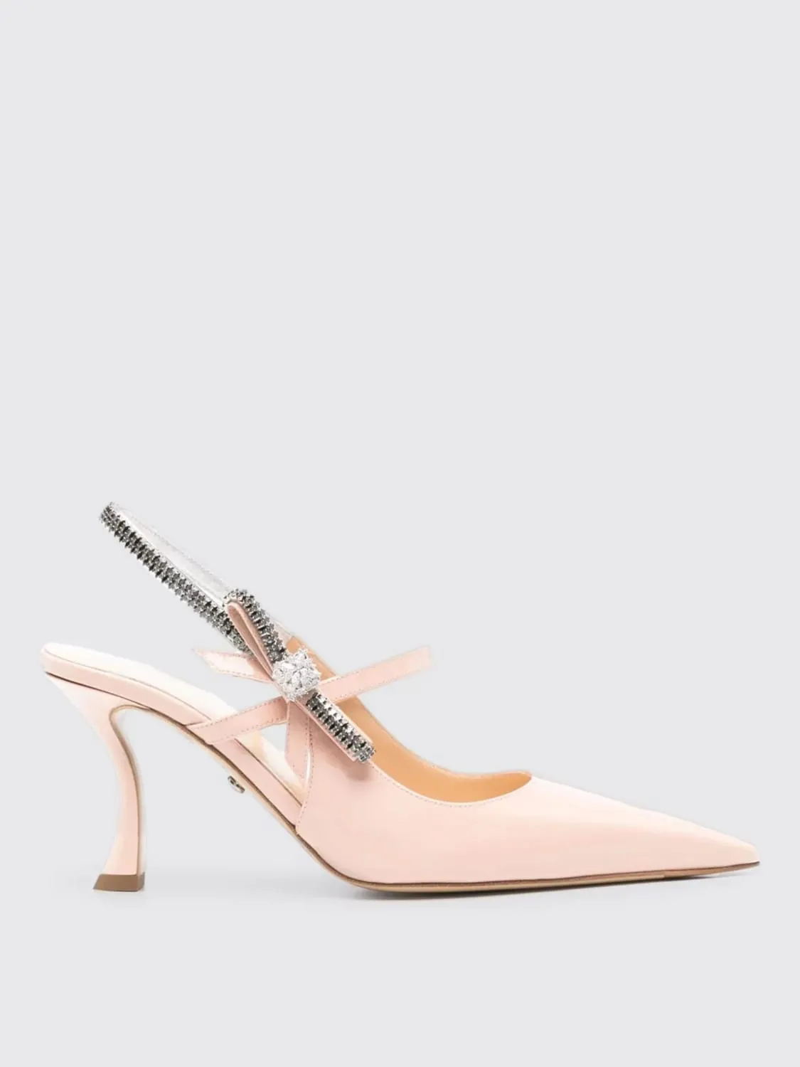 Slingback Mach&Mach in vernice con strass e fiocco