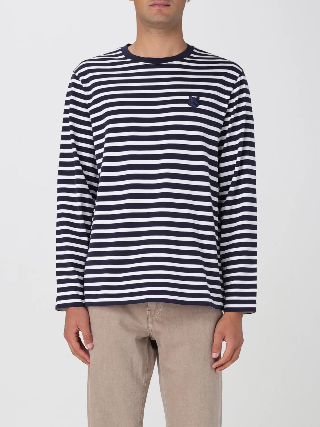 T-shirt a righe con logo Maison Kitsuné