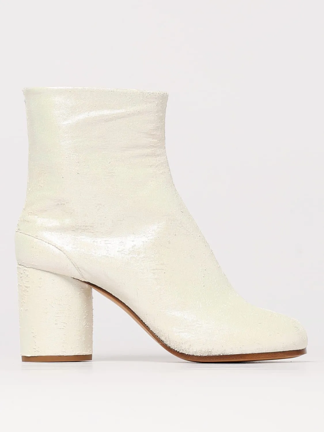 Stivaletto Tabi Maison Margiela in pelle floccata lamè