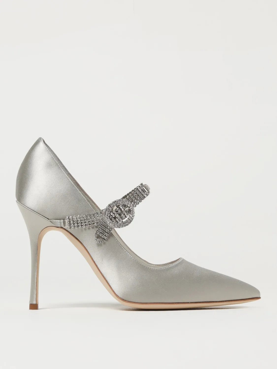 Décolleté Hamedi Manolo Blahnik in raso con cinturino gioiello