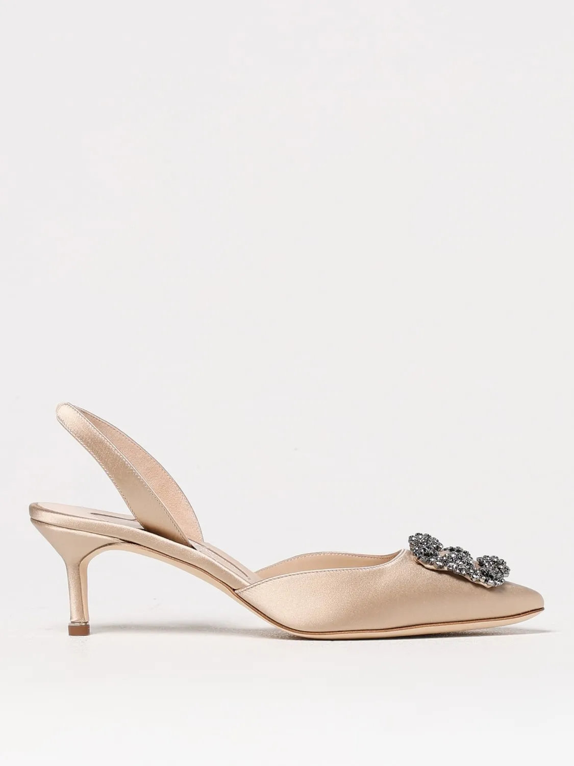 Slingback Mayslibi Manolo Blahnik in raso con fibbia gioiello