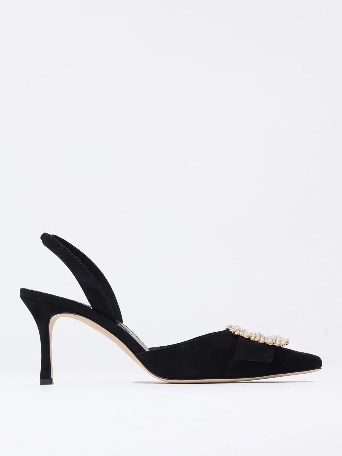 Slingback Manolo Blahnik in camoscio con fibbia gioiello