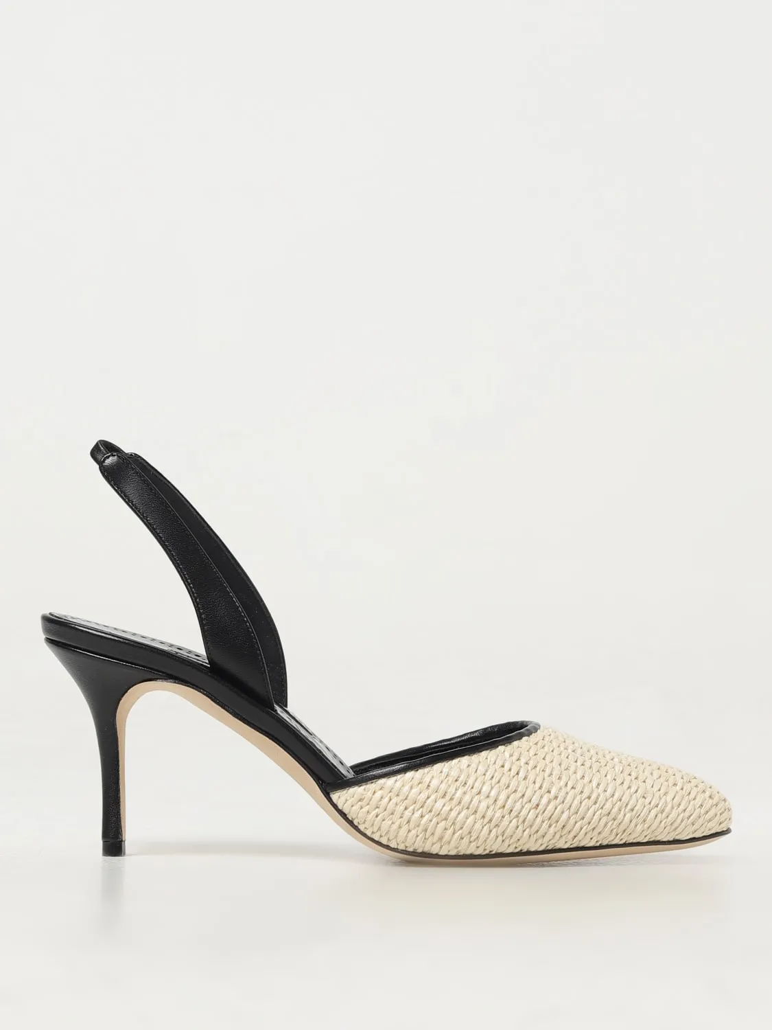 Slingback Casam Manolo Blahnik in rafia e napp a