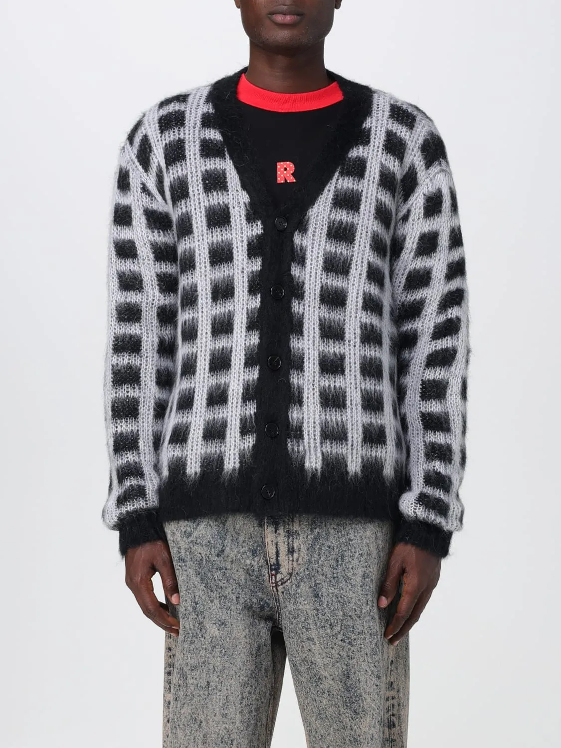 Cardigan Marni in misto mohair a quadri