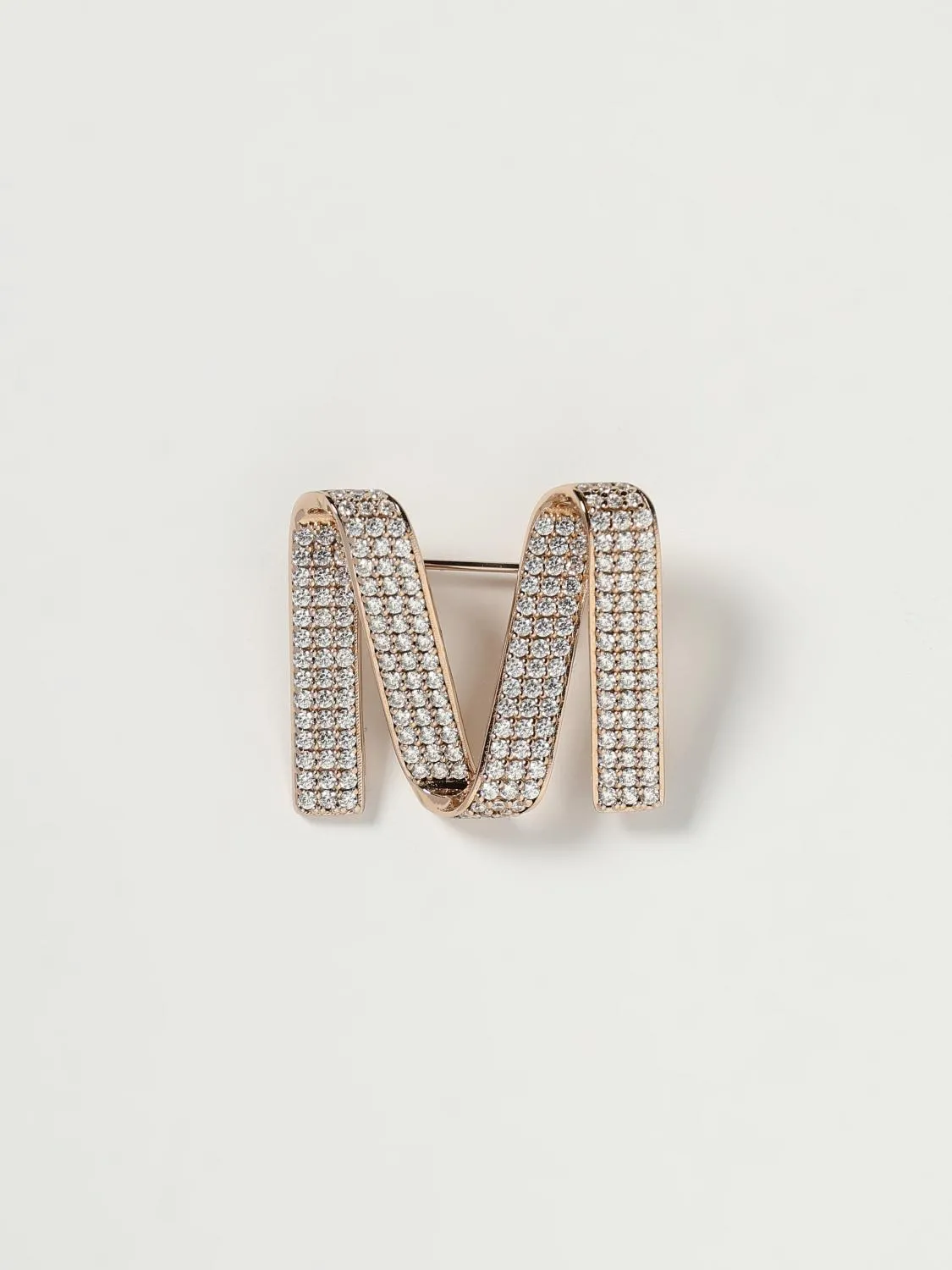 Spilla Max Mara in ottone con strass incastonati