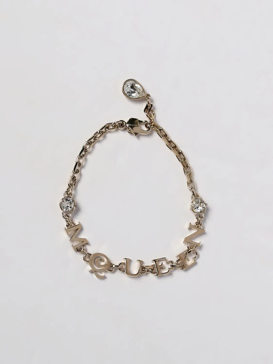 Bracciale McQueen in ottone con strass incastonati