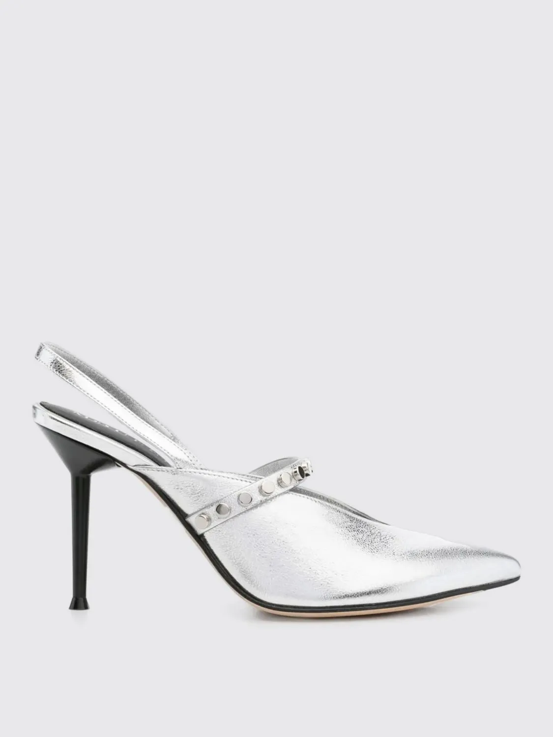 Slingback Revel McQueen in camoscio con pelle laminata