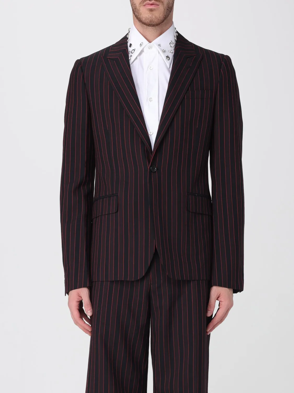 Blazer a monopetto in lana gessata McQueen