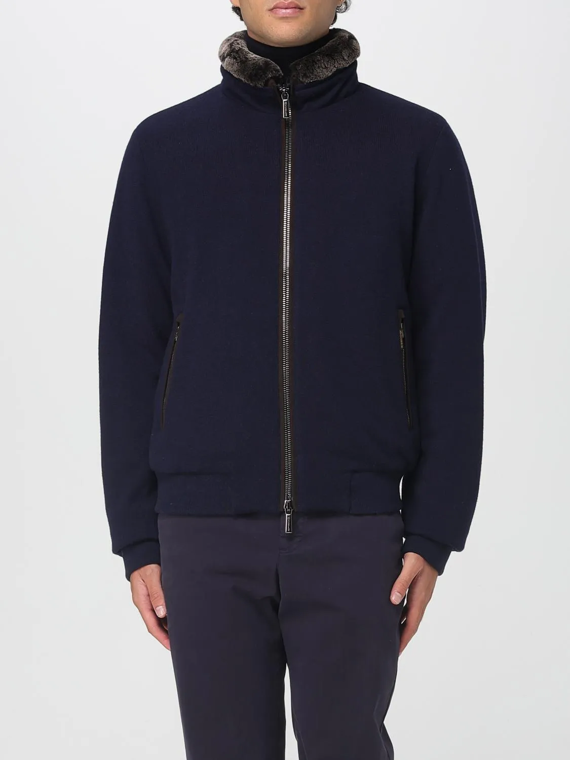 Bomber Moorer in lana con inserti in pelliccia