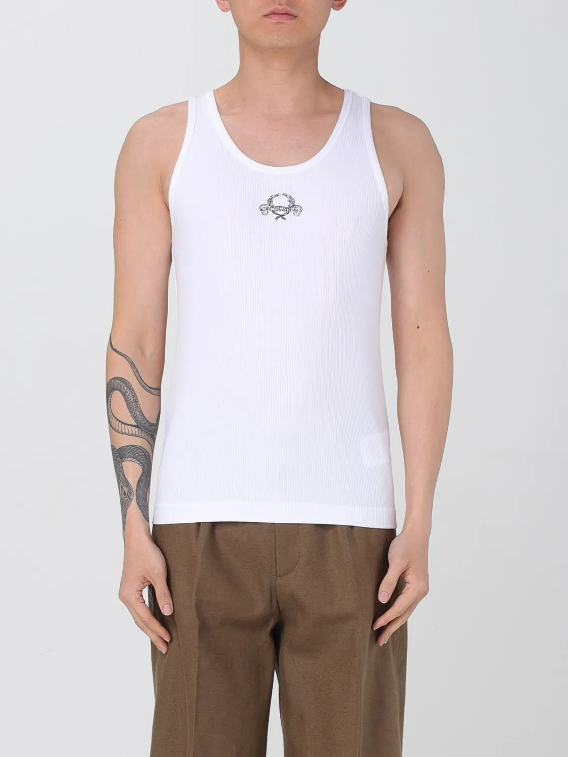 Canotta in viscosa stretch con logo Moschino Couture