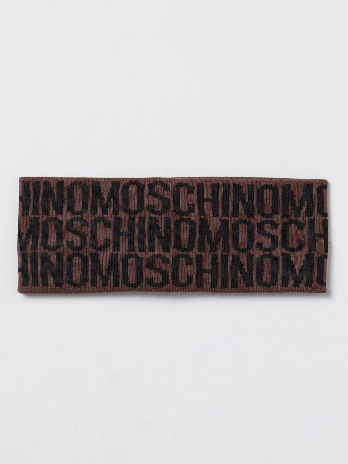 Fascia per capelli Moschino Couture in misto lana stretch con logo jacquard