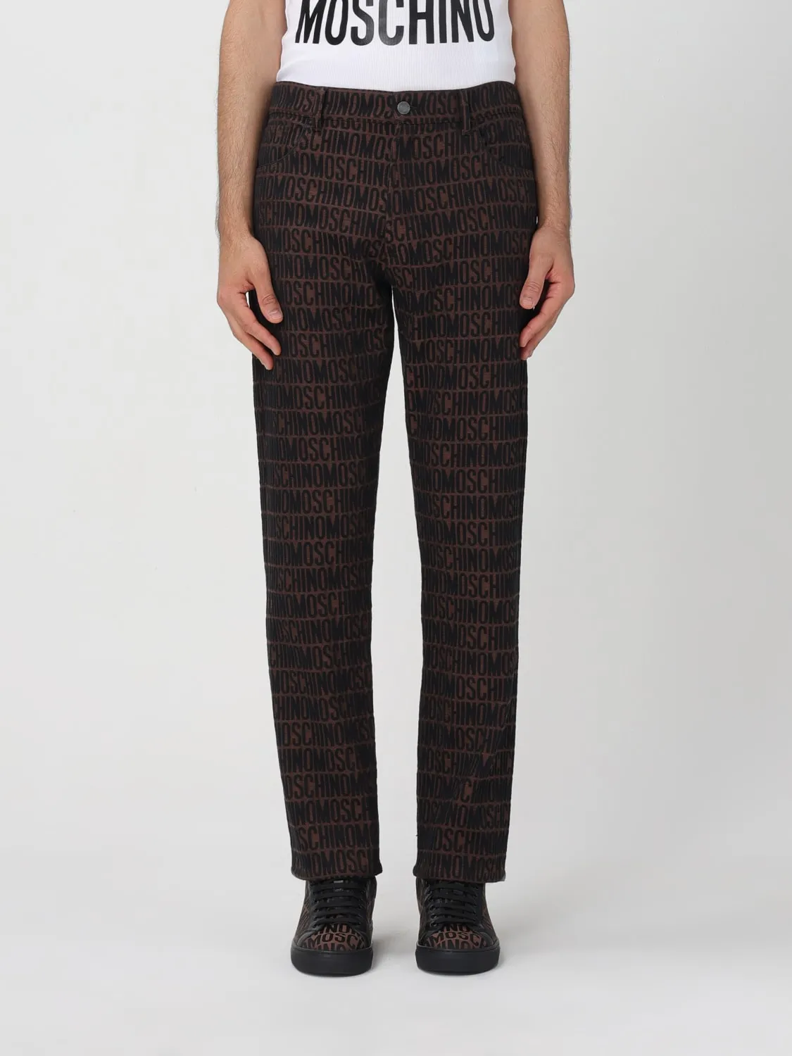 Jeans Moschino Couture in denim con motivo logo