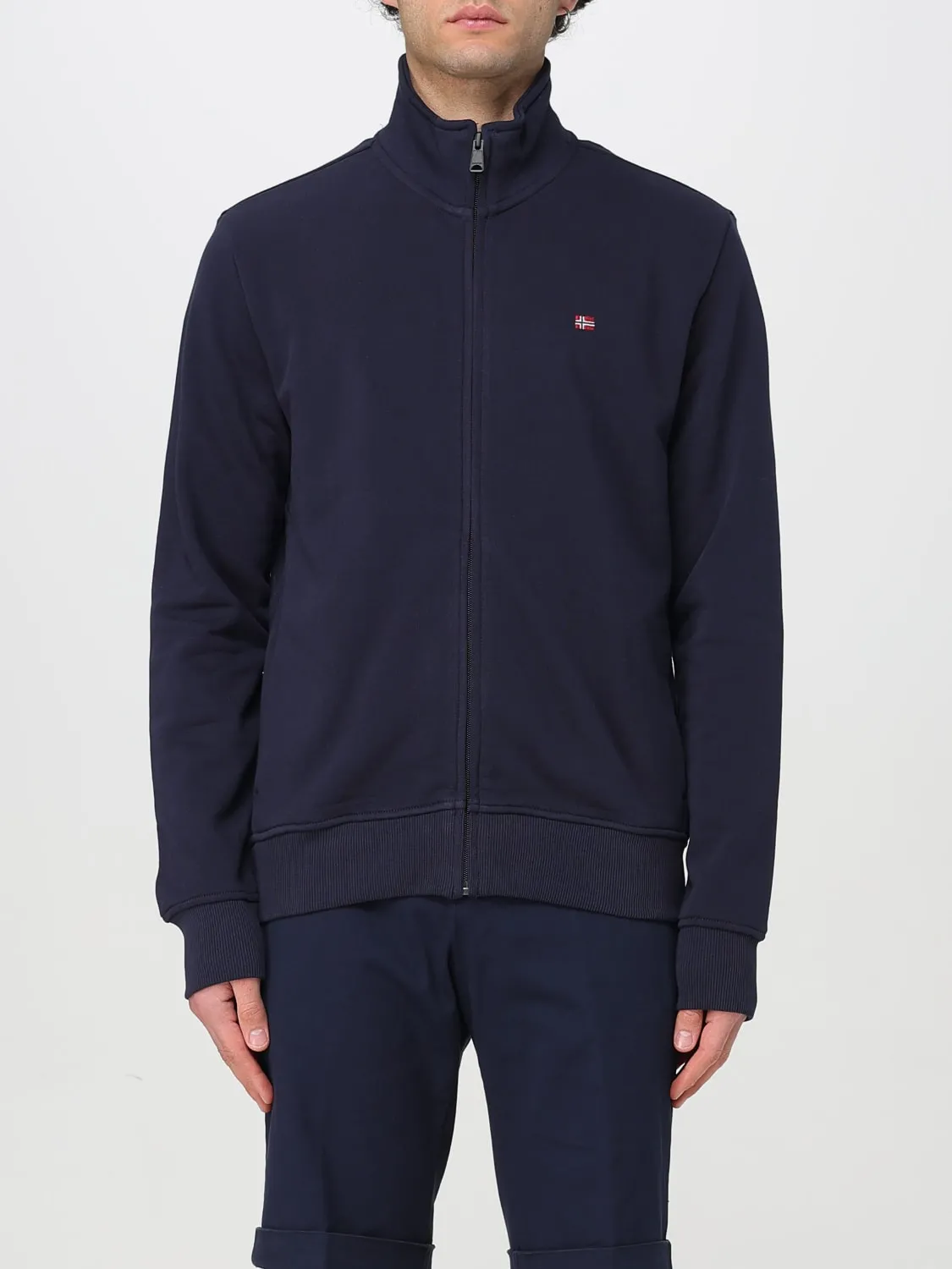 Felpa con zip in cotone con mini logo Napapijri