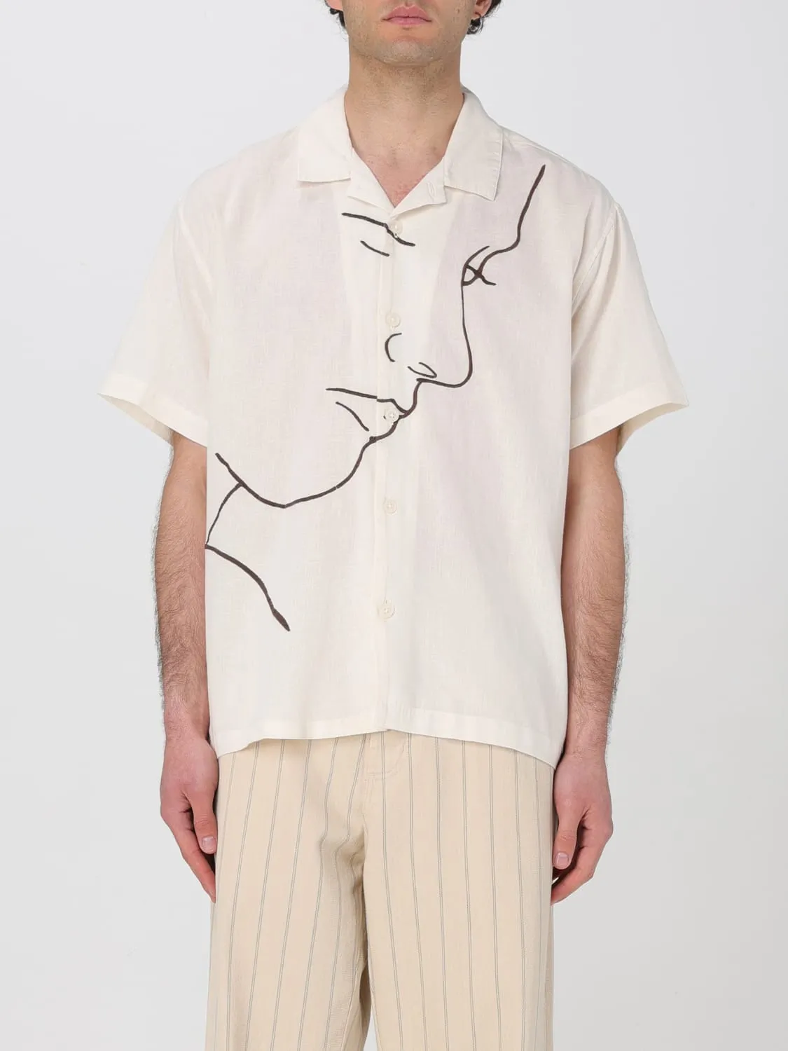 Camicia Obey in cotone e lino con stampa