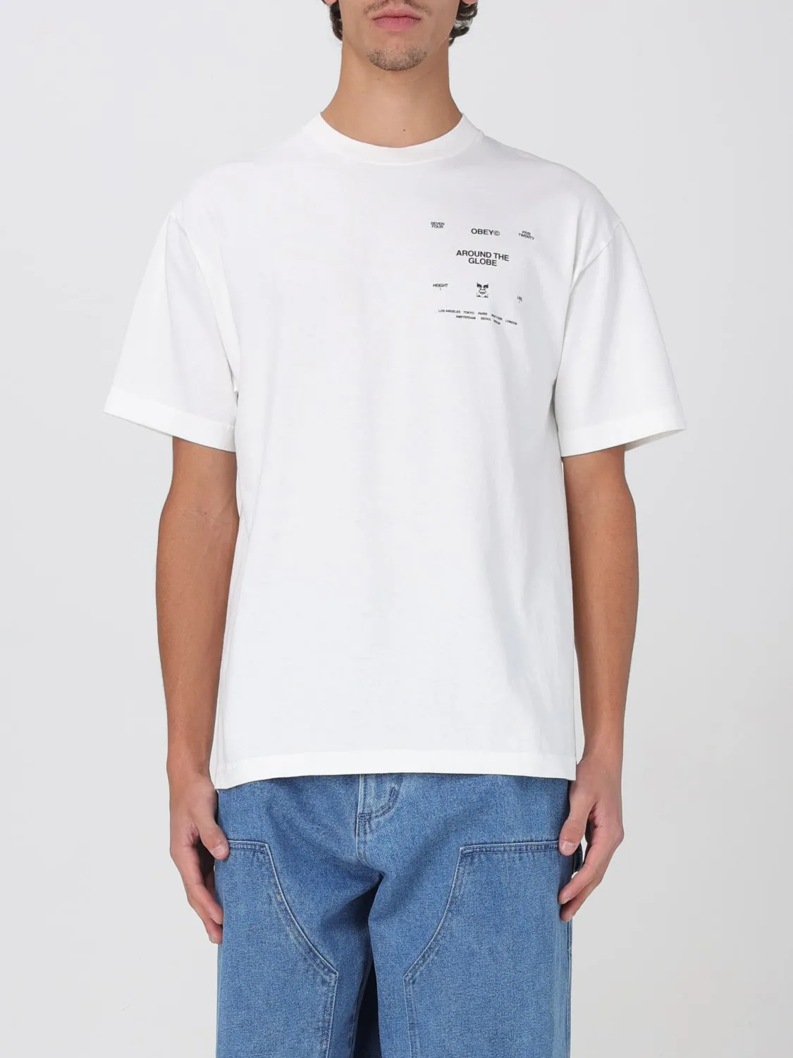 T-shirt in cotone con logo Obey