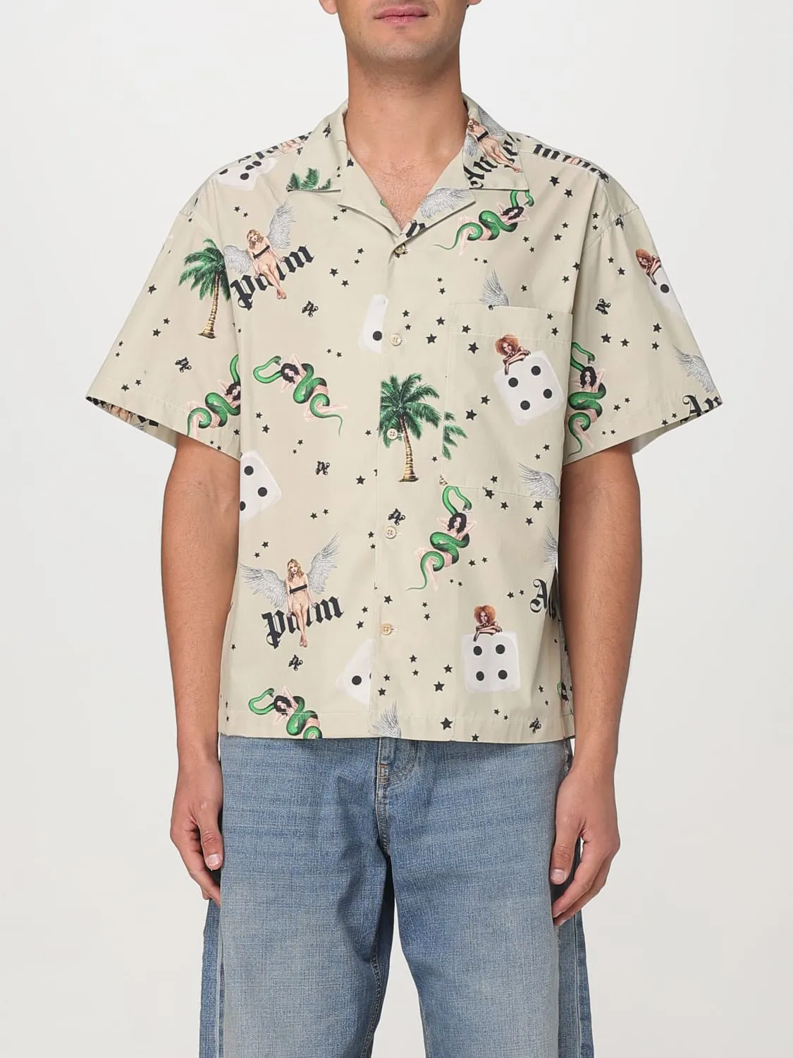 Camicia casual Palm Angels in cotone stampato