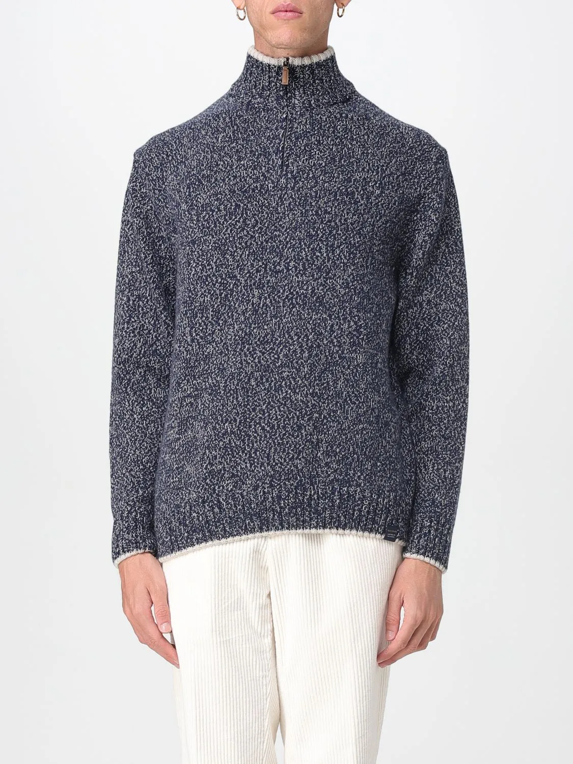 Pullover con zip Paul & Shark in lana vergine e cashmere