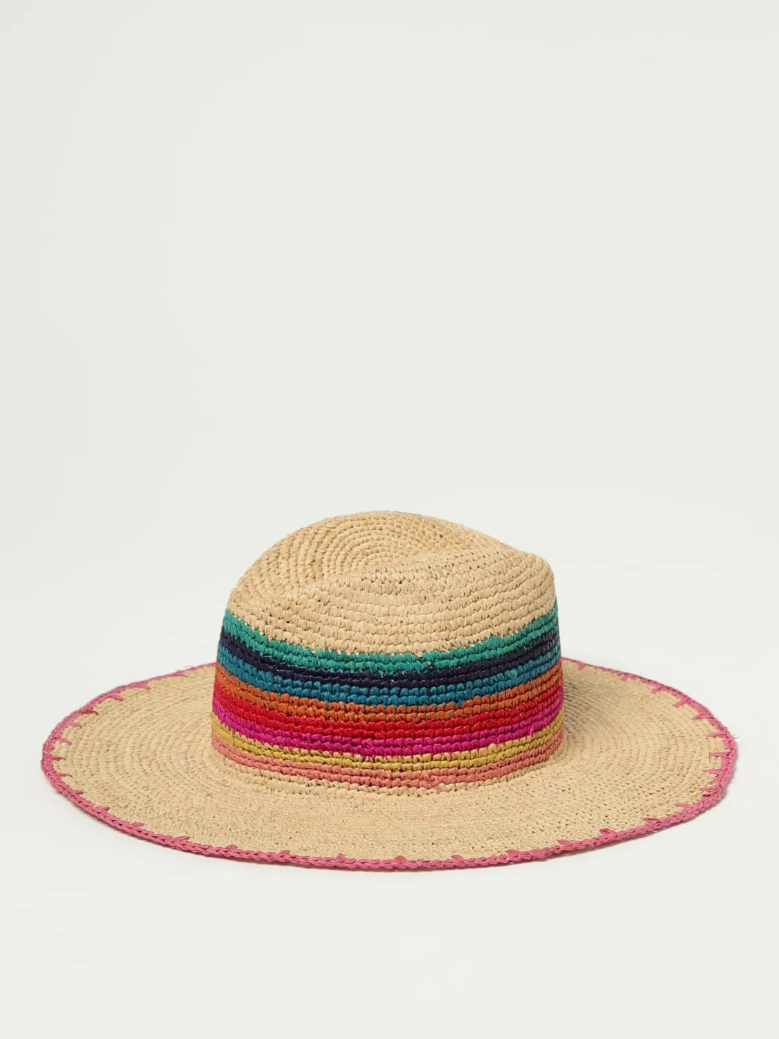 Cappello Paul Smith in rafia crochet con righe multicolor