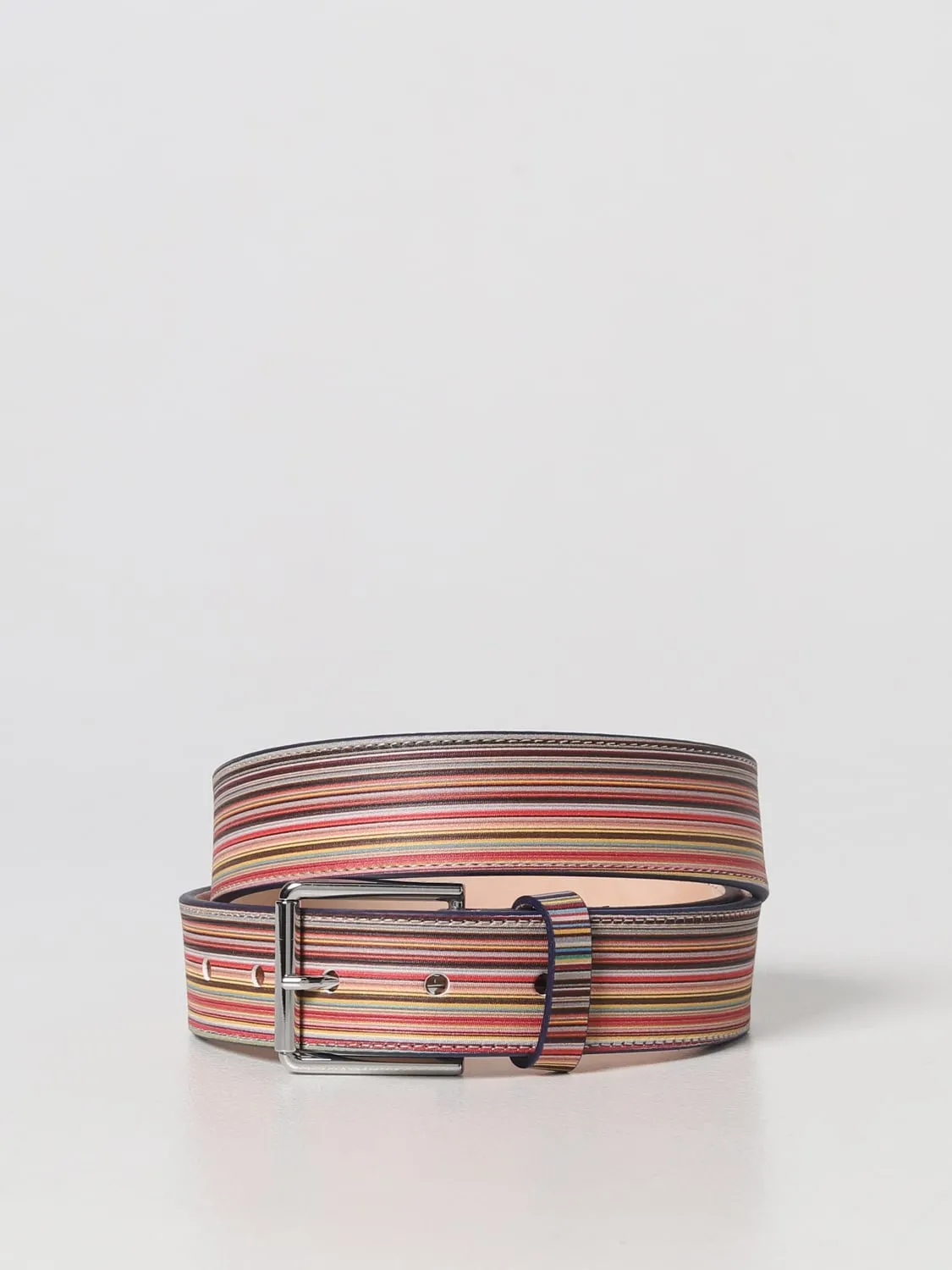 Cintura Paul Smith in pelle con stripes stampate all over