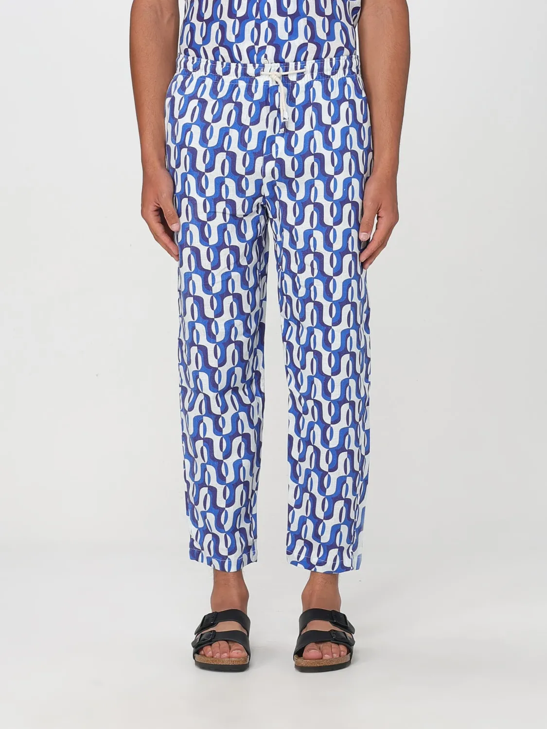 Pantalone Peninsula in lino con stampa optical