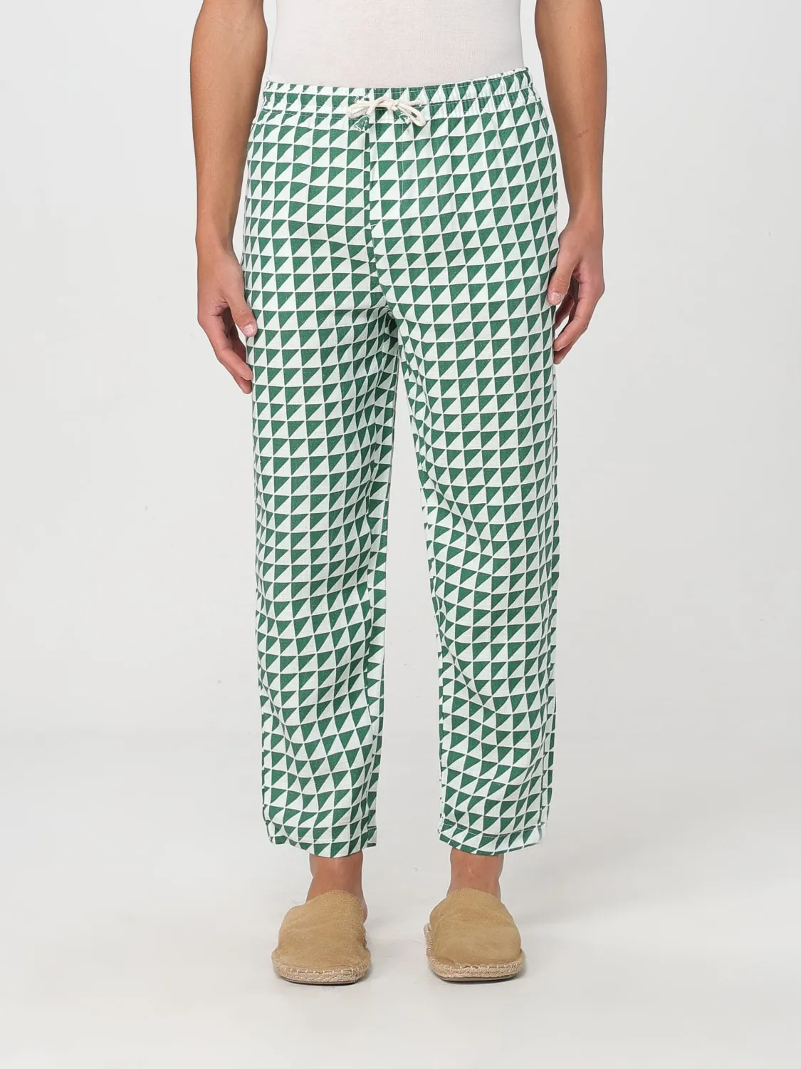 Pantalone Peninsula in lino con stampa geometrica