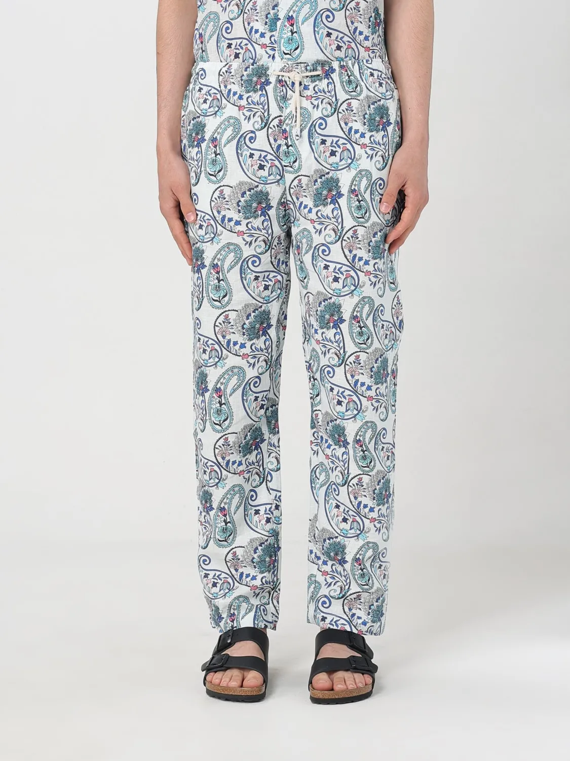 Pantalone Peninsula in lino con stampa etnica