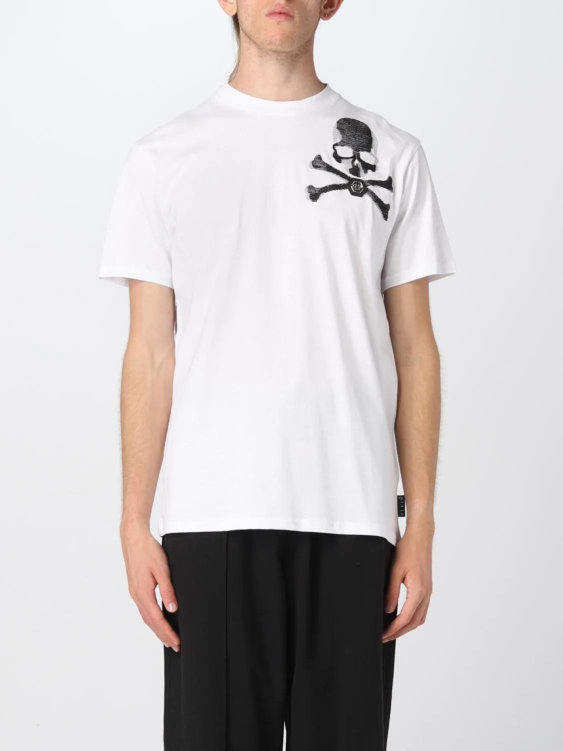 T-shirt Philipp Plein in cotone con ricamo Skull&Bones