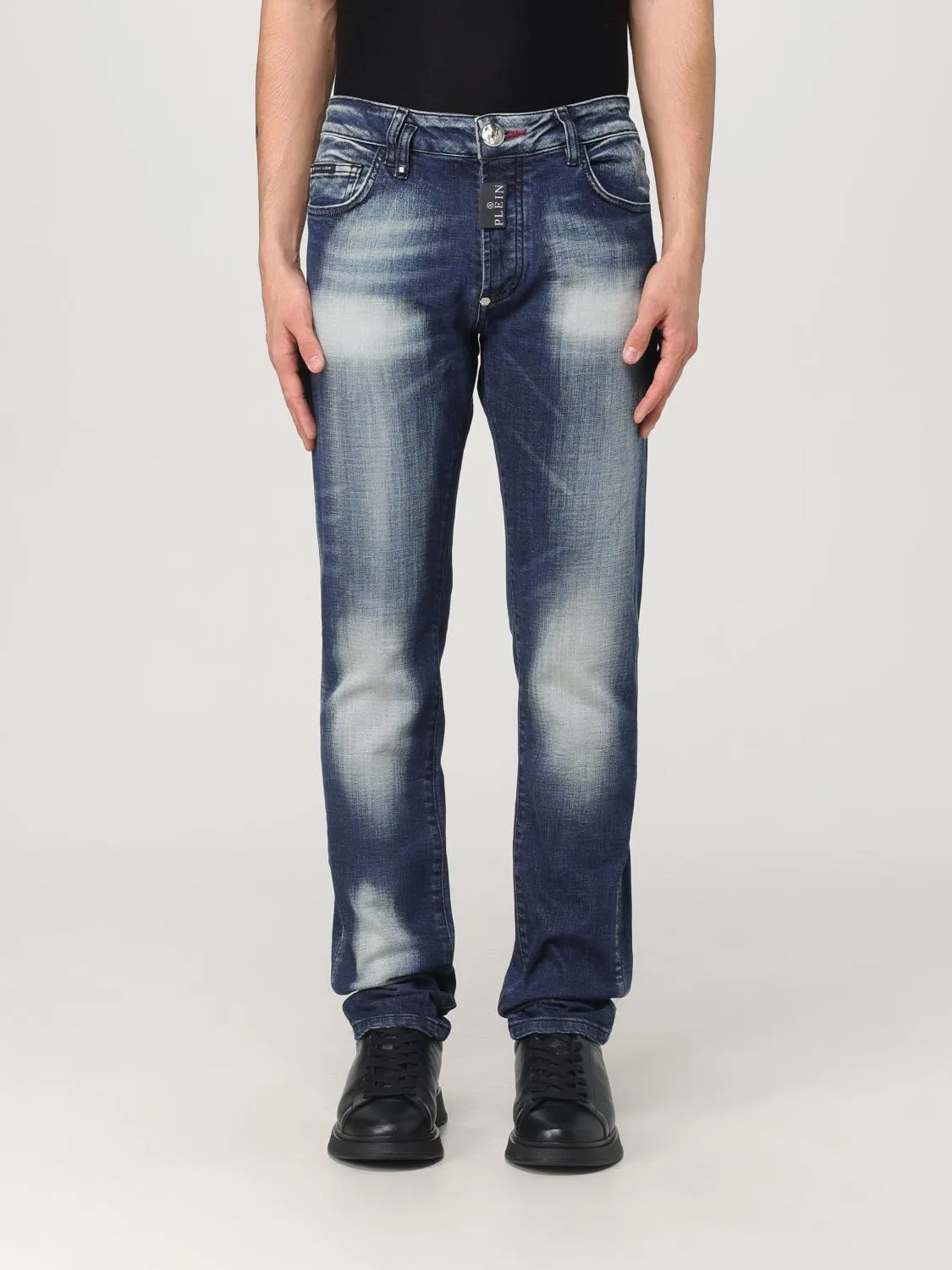 Jeans Philipp Plein in denim con effetto schiarito