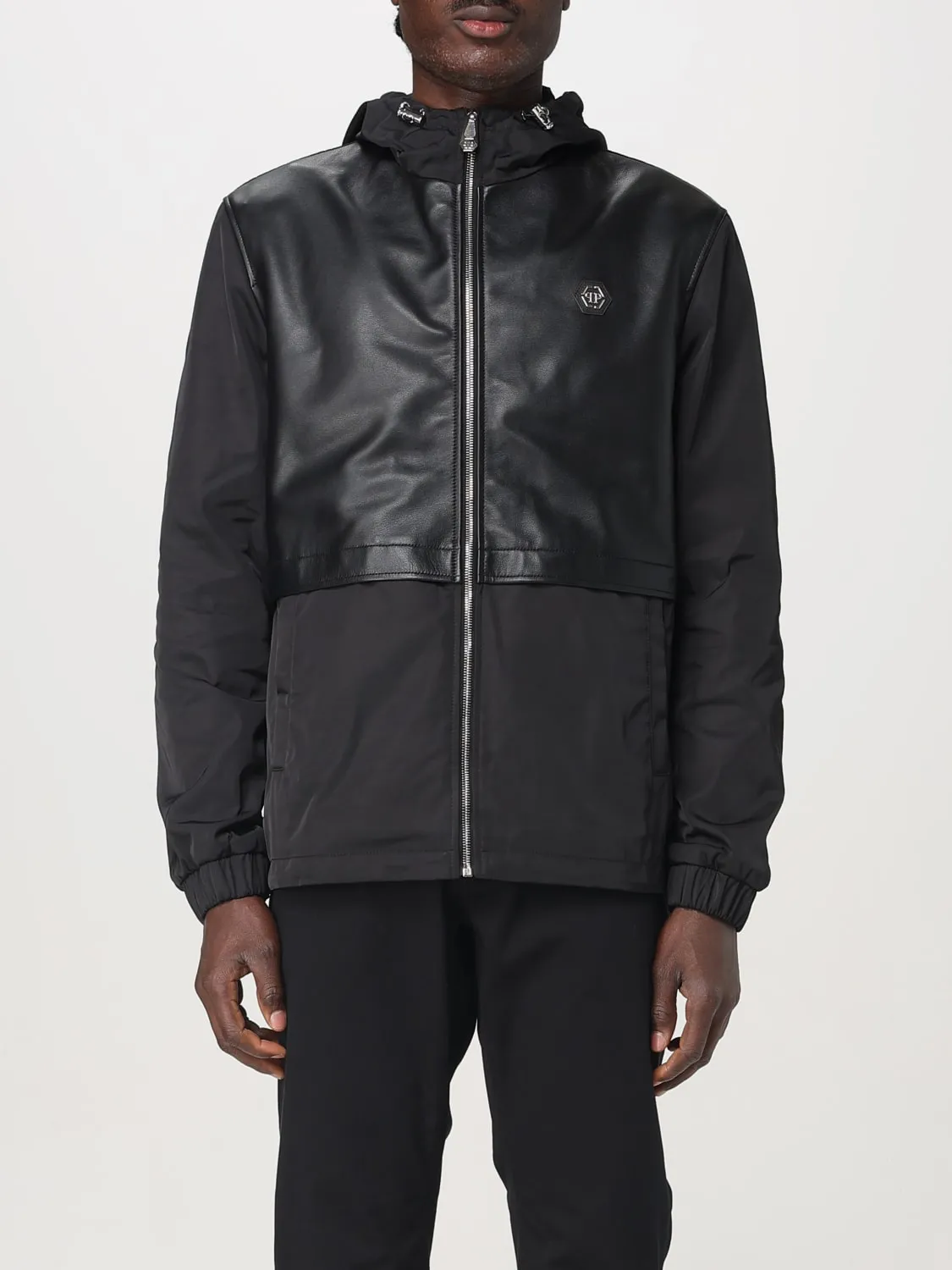 Giubbotto Philipp Plein in pelle e nylon