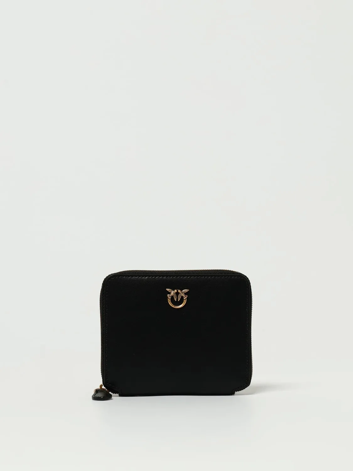 Portafoglio quadrato zip-around in pelle Pinko