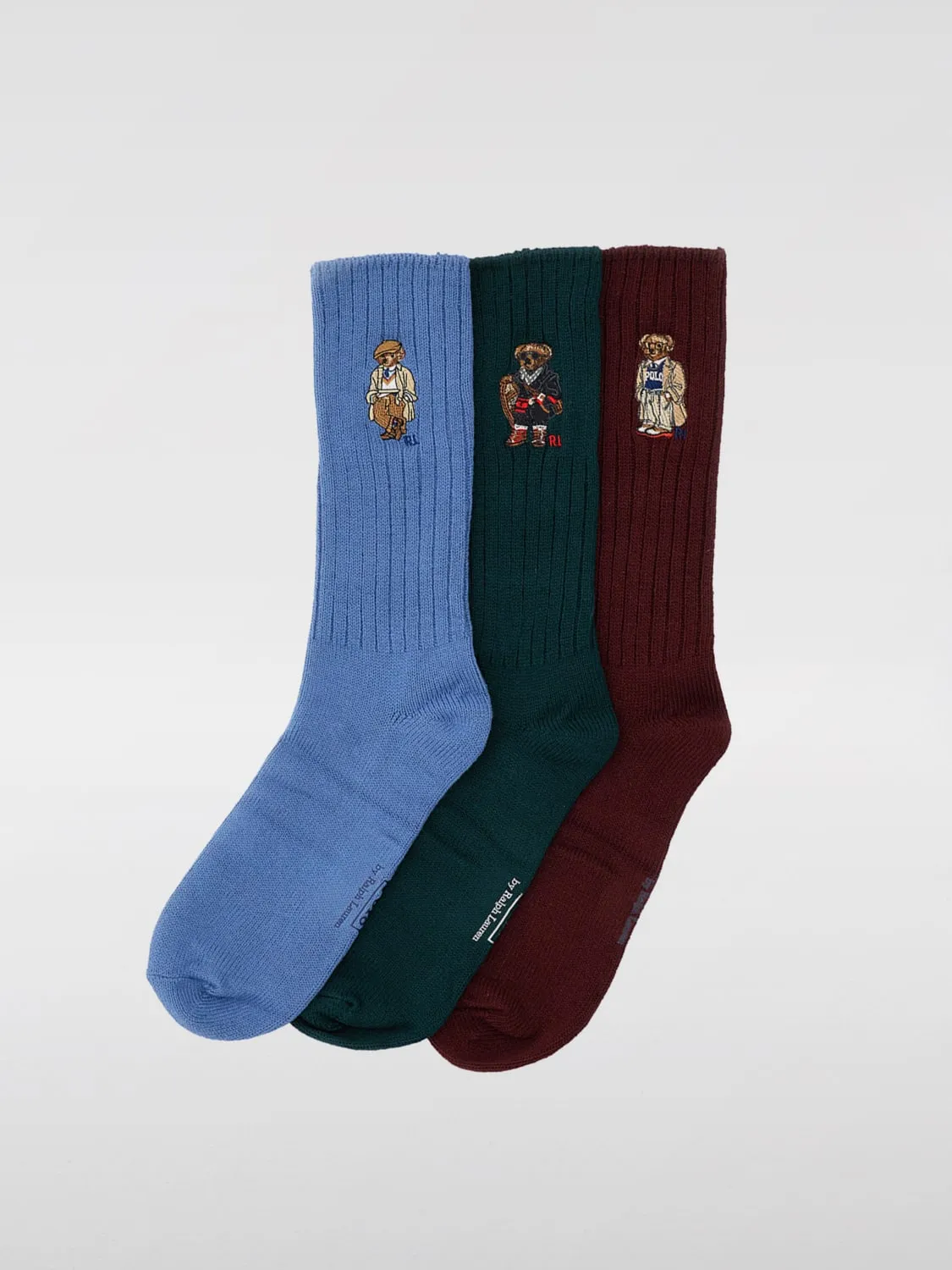 Set 3 paia di calze Polo Ralph Lauren in cotone stretch a coste