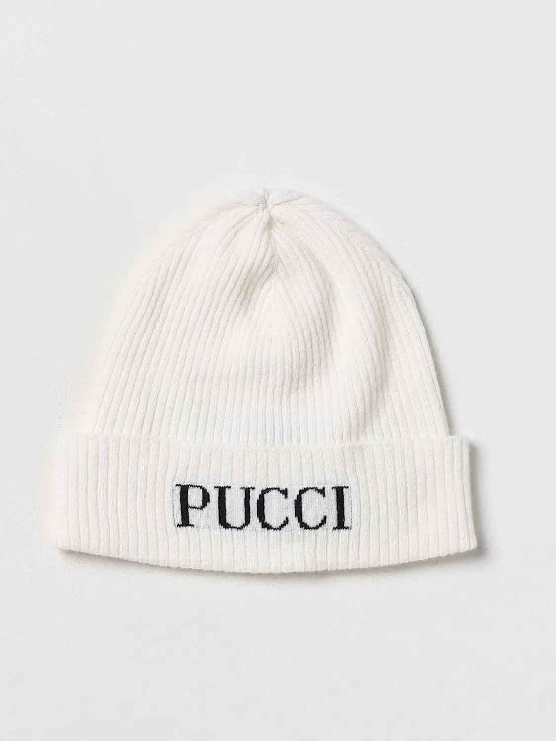 Cappello Pucci Junior in lana con logo jacquard