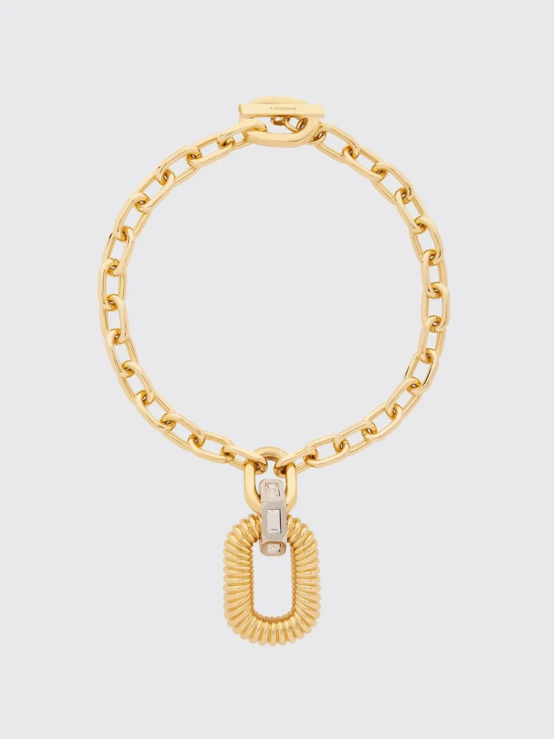 Collana XL Link Rabanne in alluminio con strass incastonati