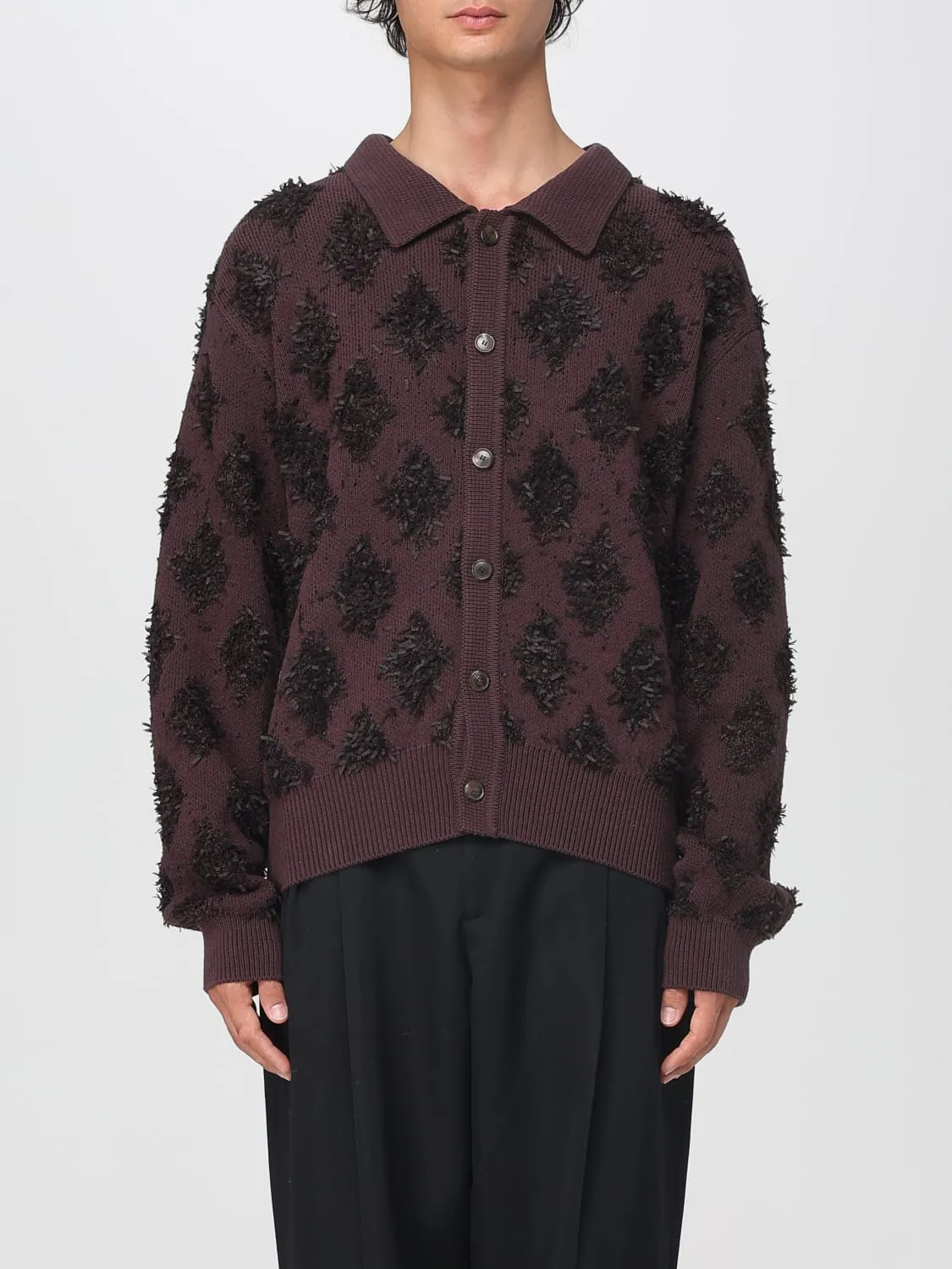 Cardigan a rombi Recto in misto cotone