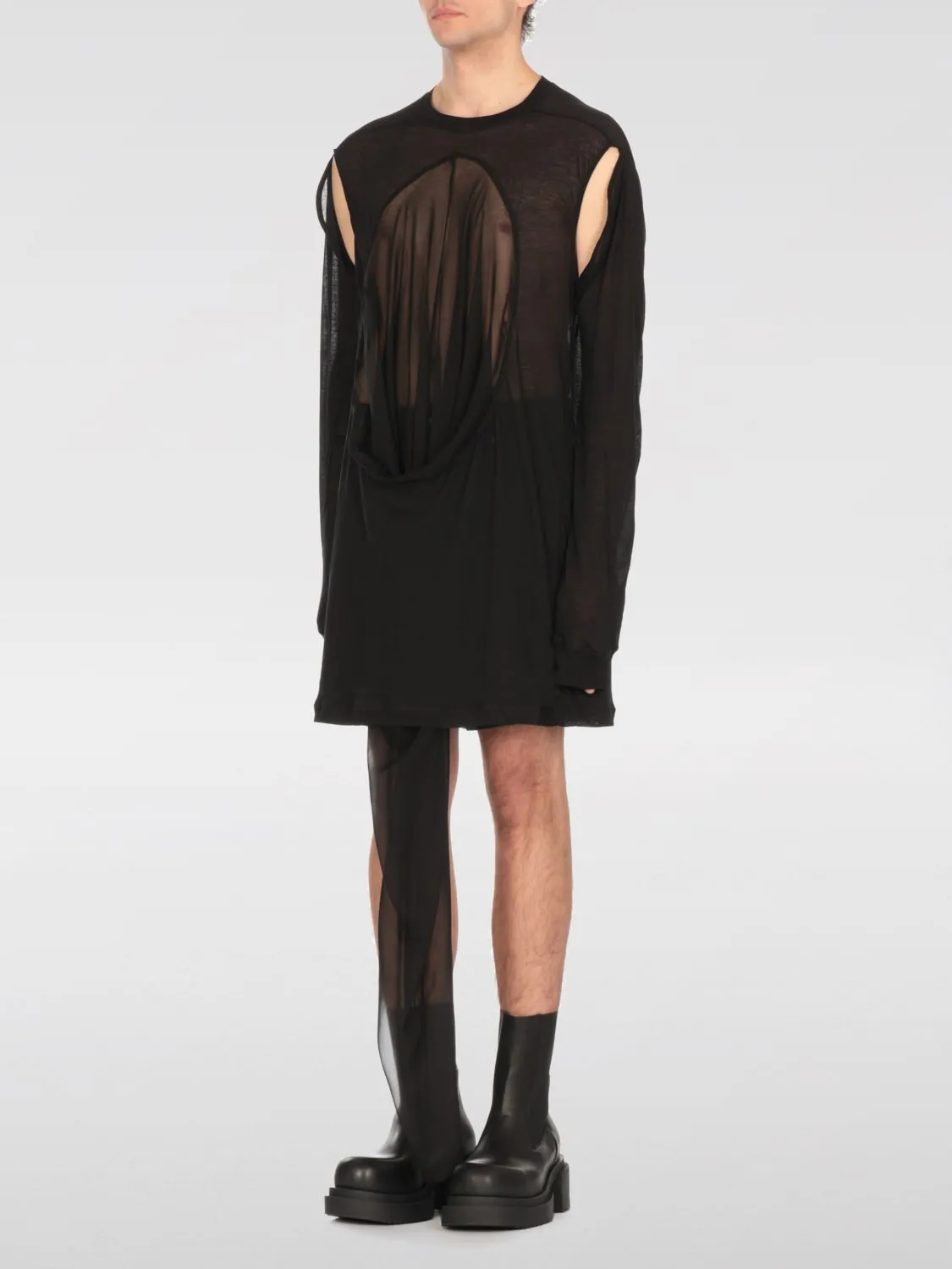 T-shirt asimmetrica Rick Owens in cotone e seta