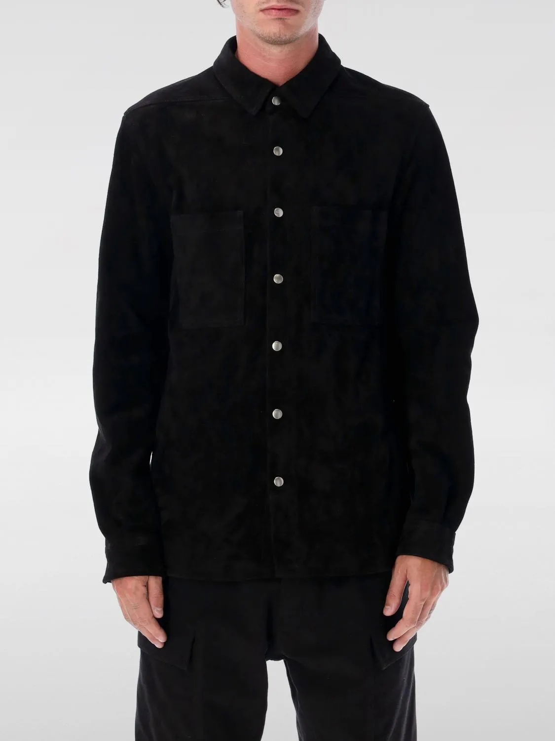 Overshirt Rick Owens in pelle scamosciata
