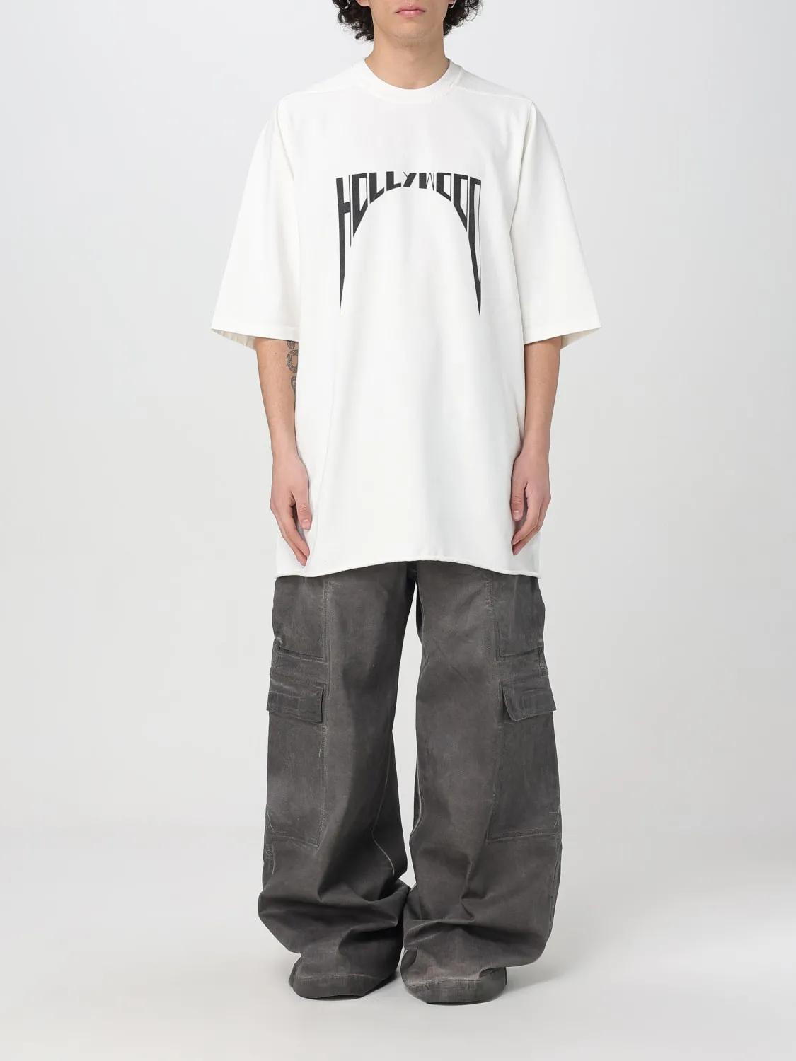 T-shirt in cotone con stampa logo Rick Owens Drkshdw