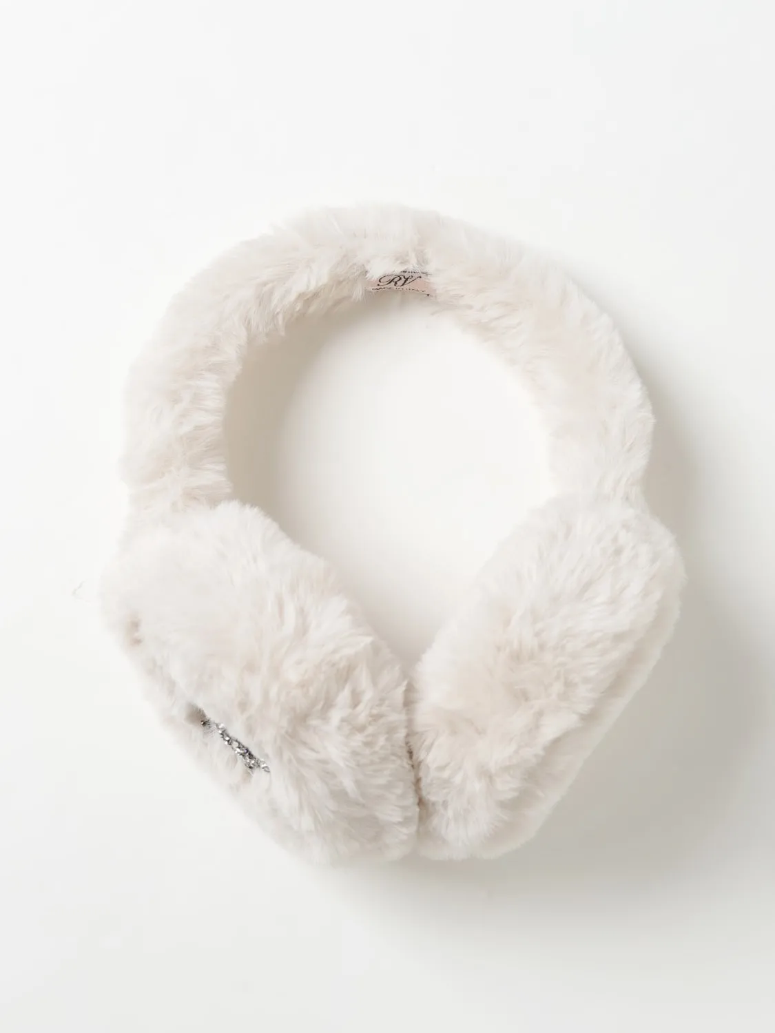 Cuffia Roger Vivier in pelliccia sintetica con fiore di strass