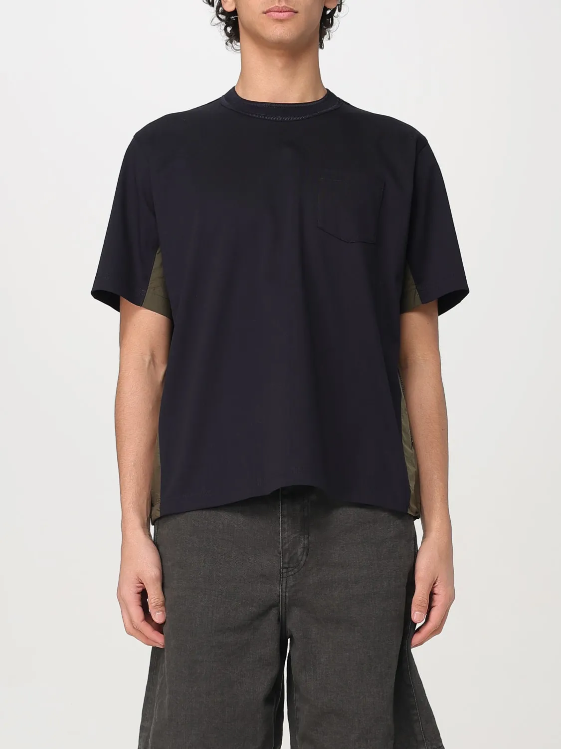 T-shirt basic in jersey bicolor Sacai