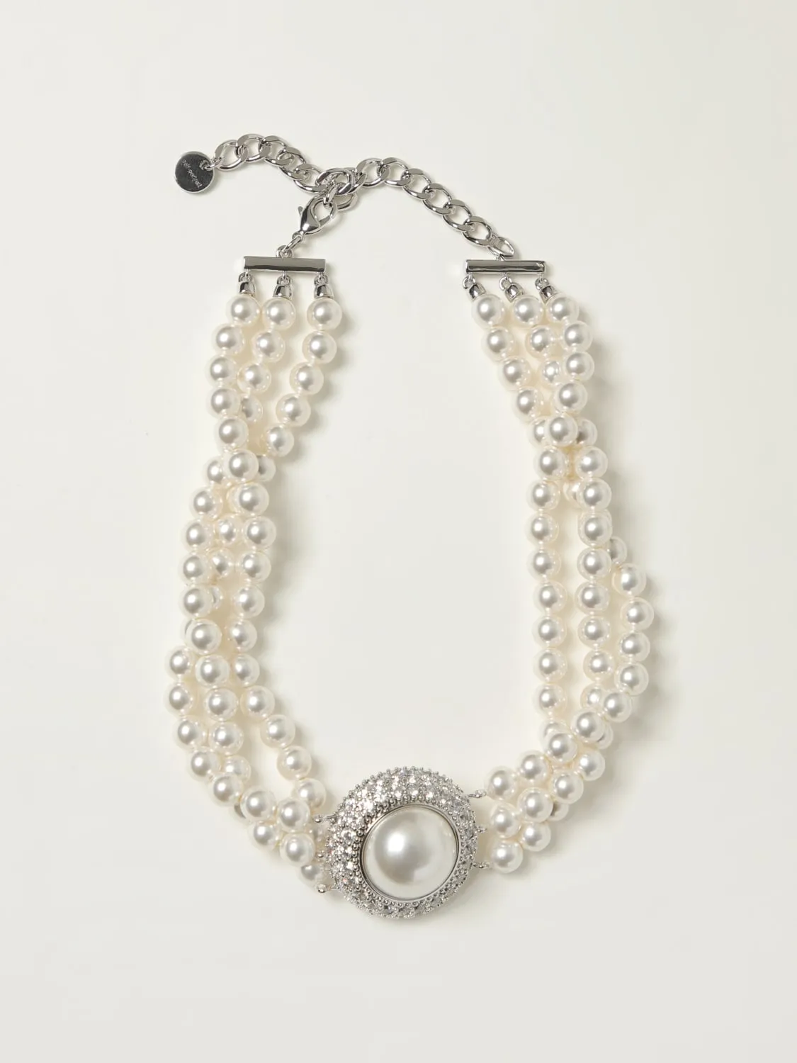 Collana Self-Portrait in ottone con perle sintetiche e strass