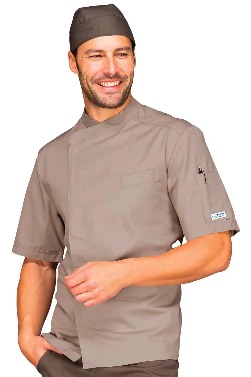 Short-sleeved dove grey chef jacket - Isacco