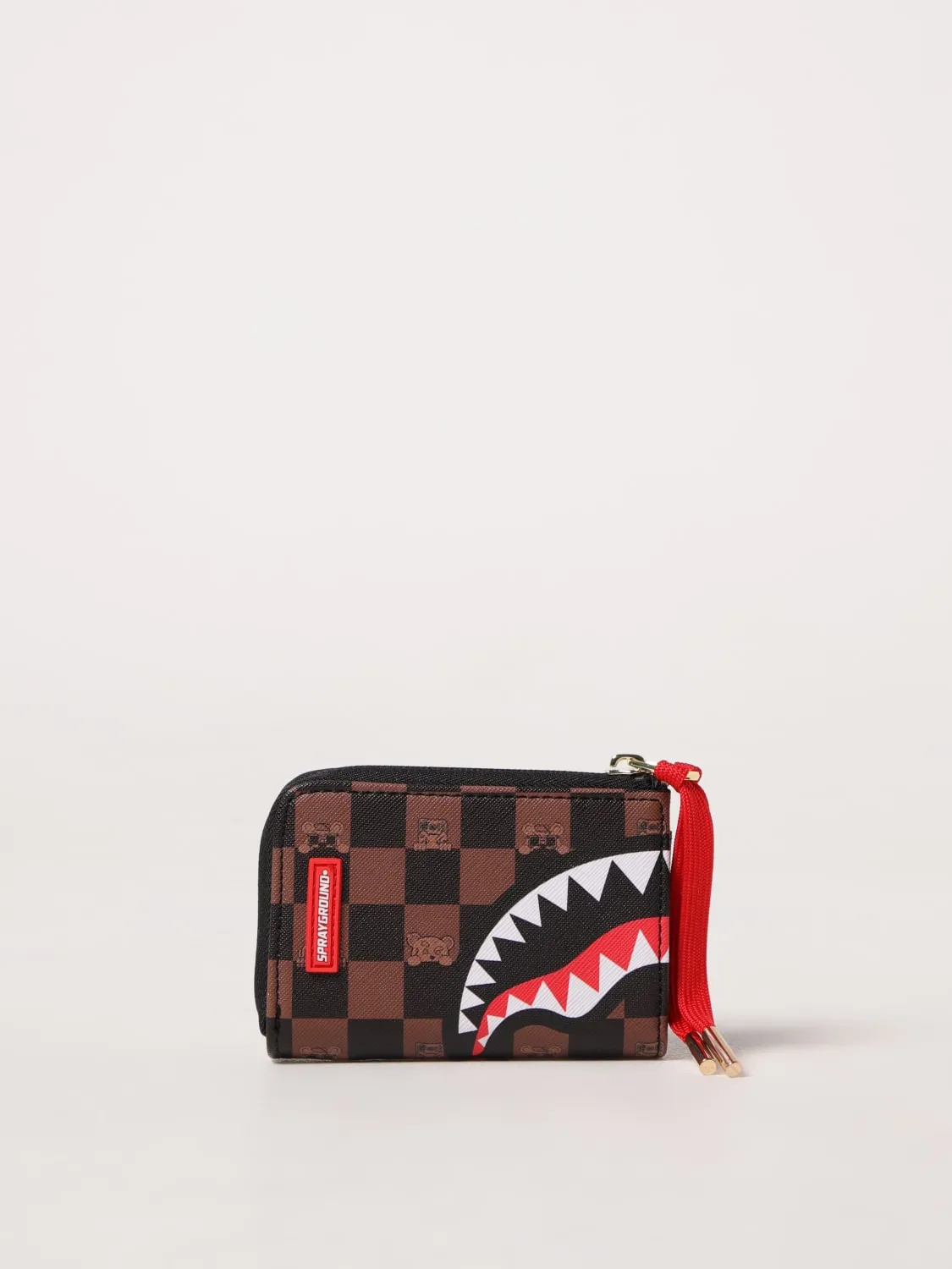 Portafoglio Peeking Character Check Sprayground in cotone spalmato saffiano