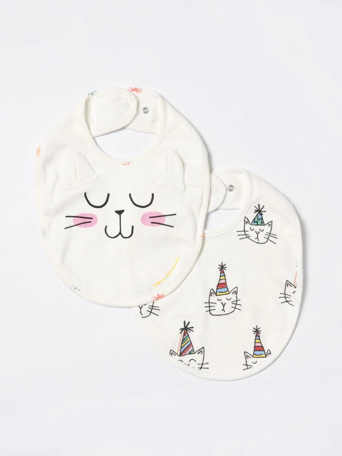 Set 2 bavaglini Stella McCartney Kids in cotone con gattini stampati