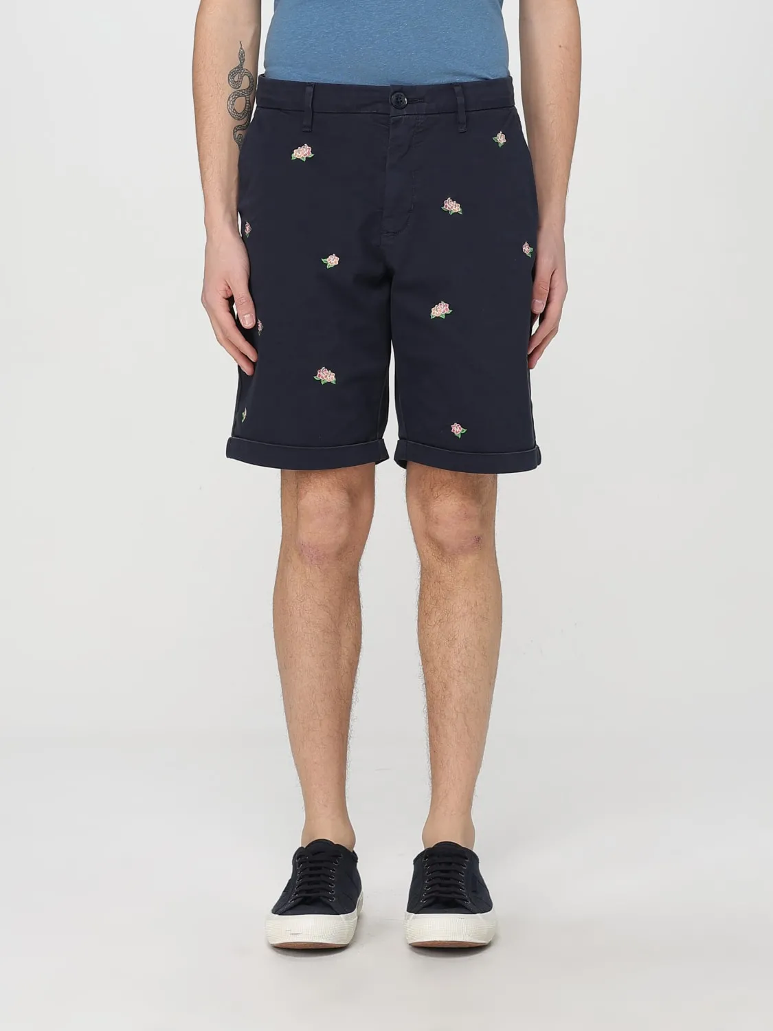 Pantaloncino chino SUN68 in cotone con ricamo