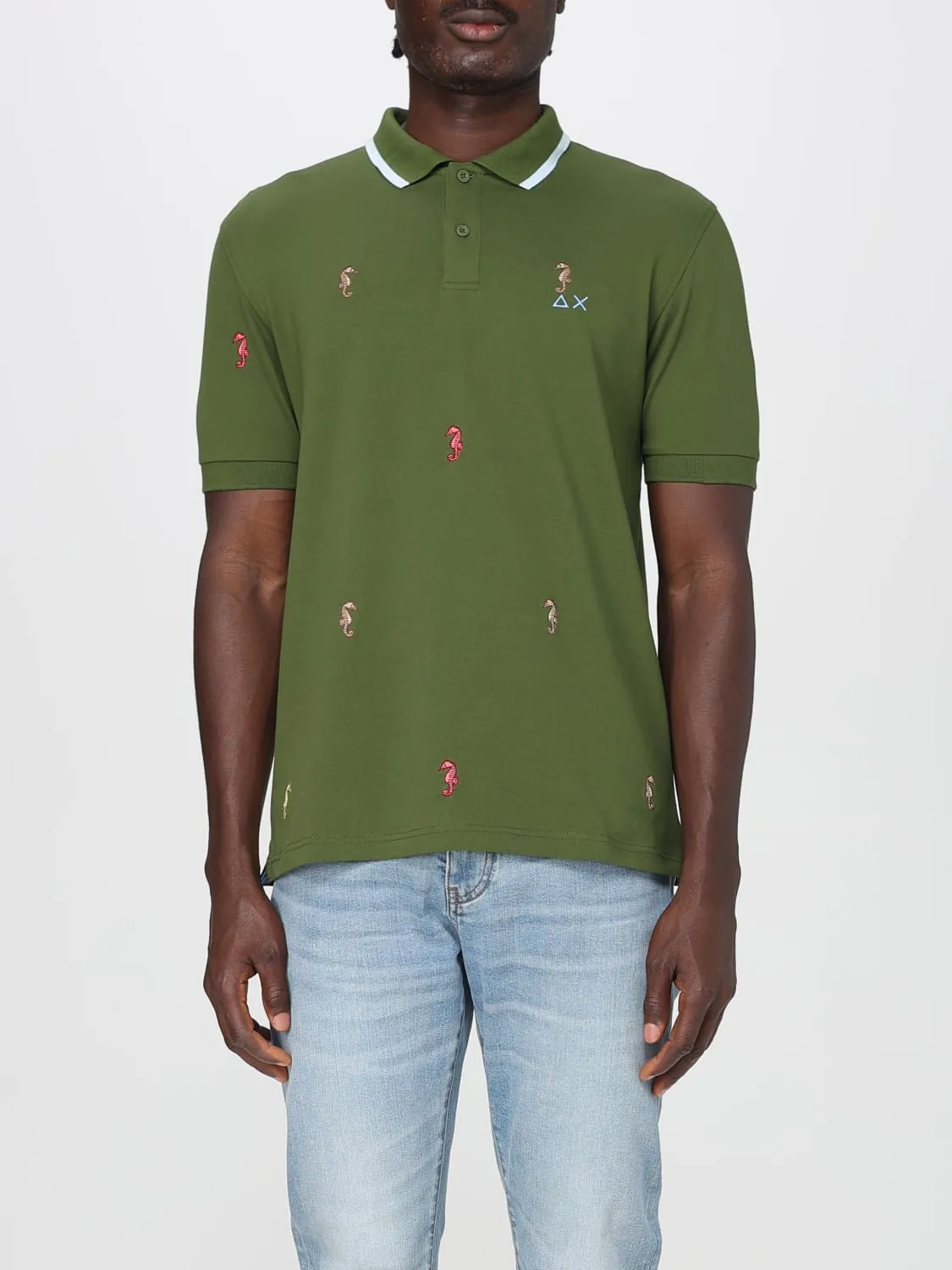 Polo SUN68 in cotone con ricami