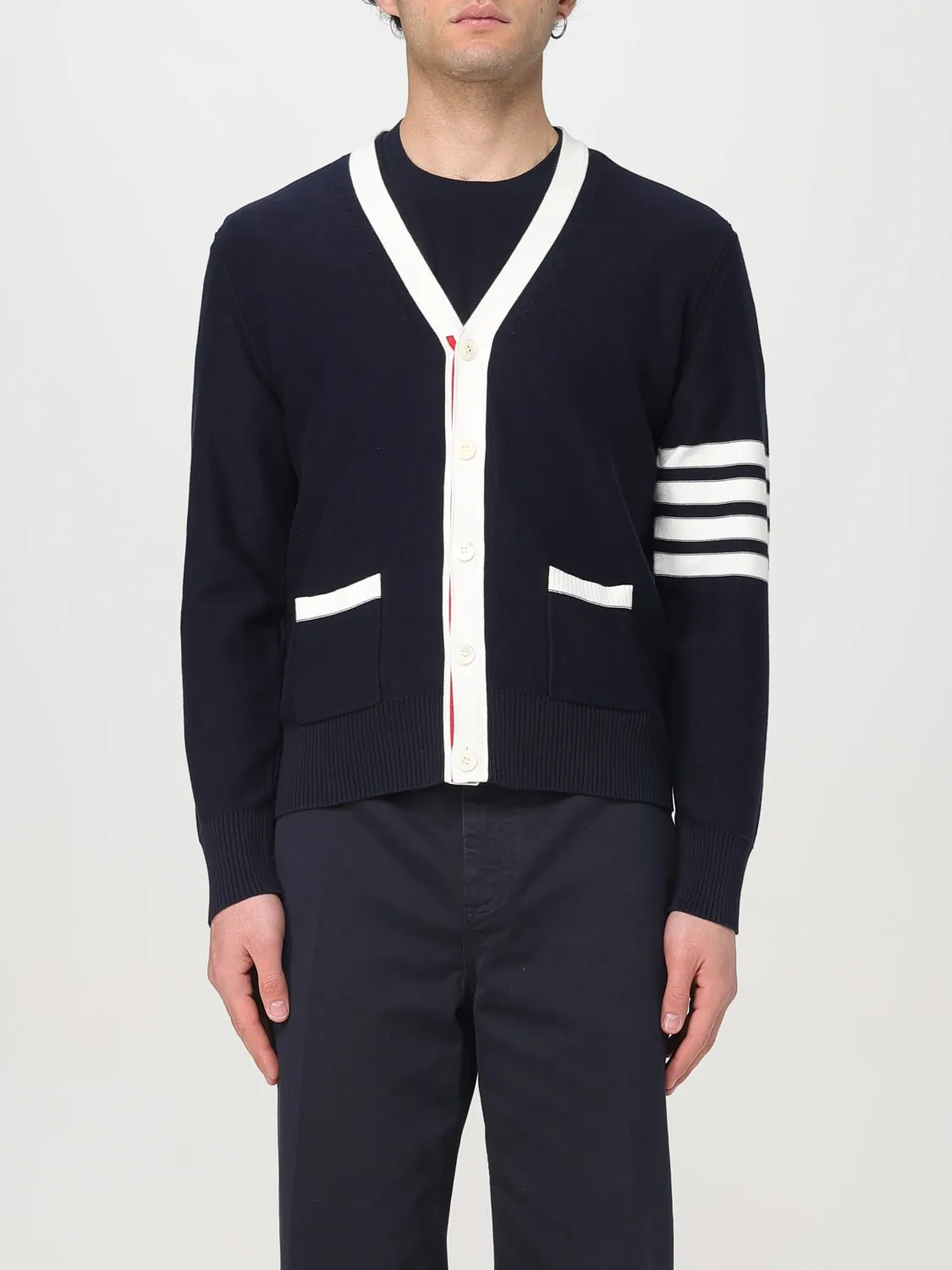Cardigan a v Thom Browne in cotone